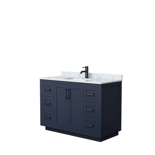 Miranda 48" Single Vanity in Dark Blue, Top, Square Sink, Matte Black Trim