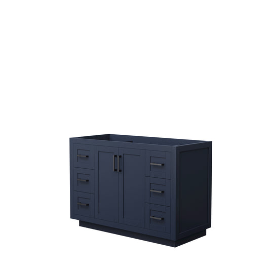 Miranda 48" Single Vanity in Dark Blue, No Top, No Sink, Matte Black Trim