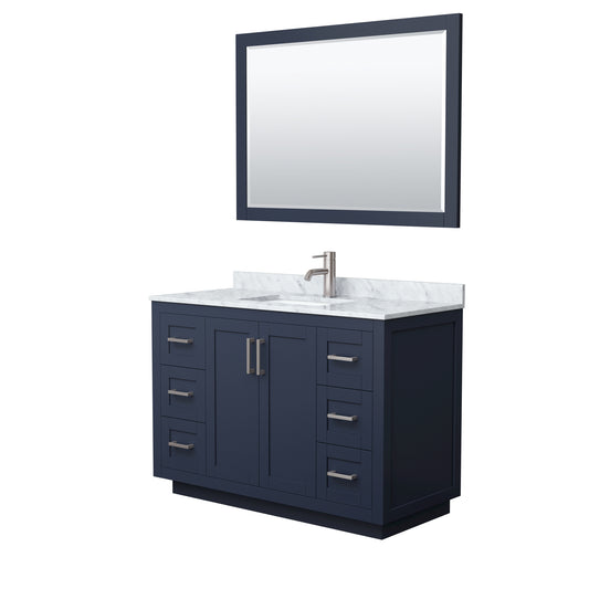 Miranda 48" Single Vanity in Dark Blue, Top, Nickel Trim, 46" Mirror