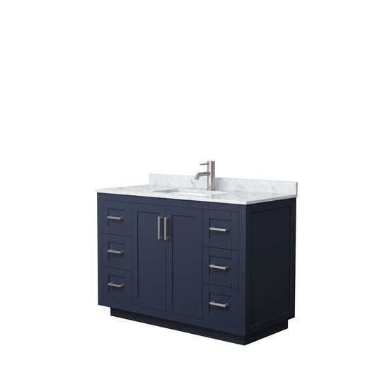 Miranda 48" Single Vanity in Dark Blue, Top, Square Sink, Brushed Nickel Trim