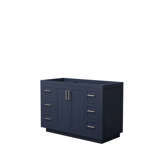 Miranda 48" Single Vanity in Dark Blue, No Top, No Sink, Brushed Nickel Trim
