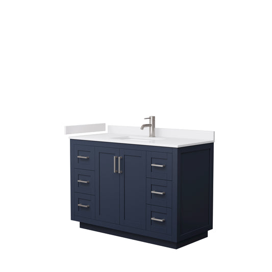 Miranda 48" Single Vanity in Dark Blue, White Cultured Marble Top, Nickel Trim