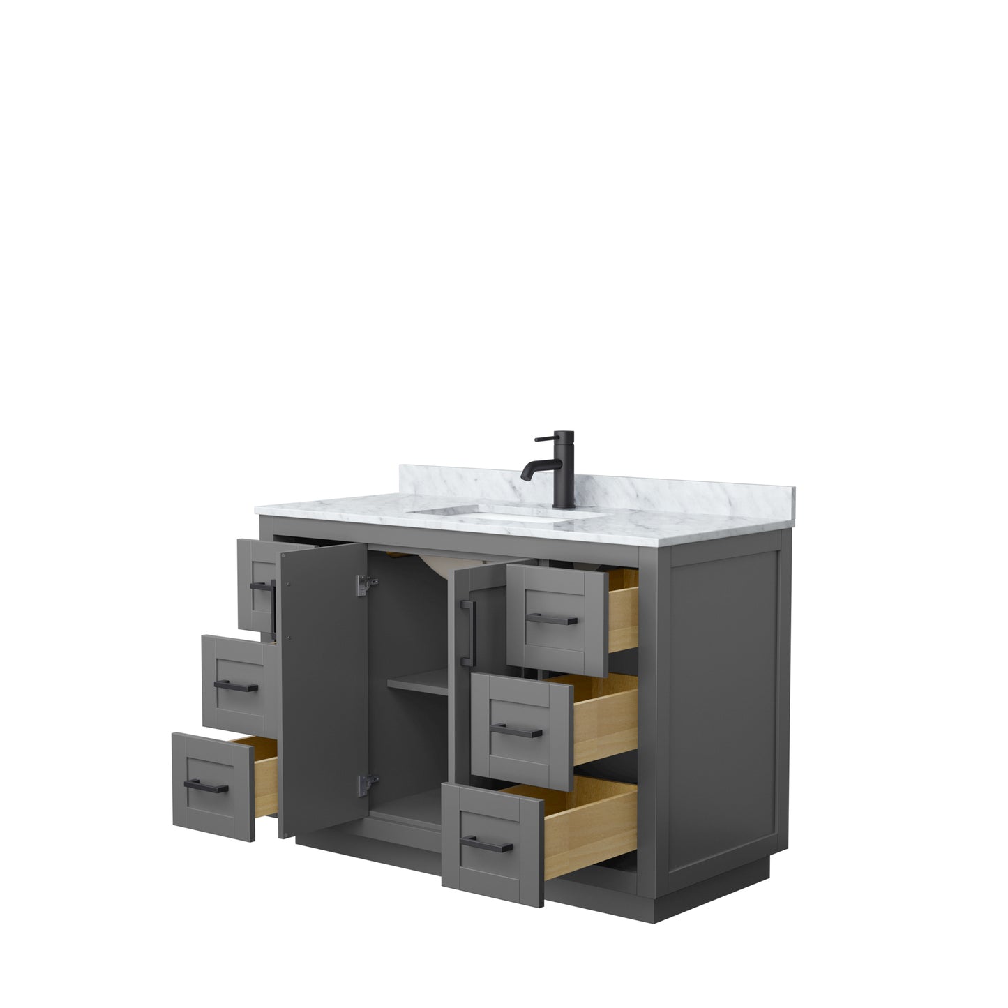 Miranda 48" Single Vanity in Dark Gray, Top, Square Sink, Matte Black Trim