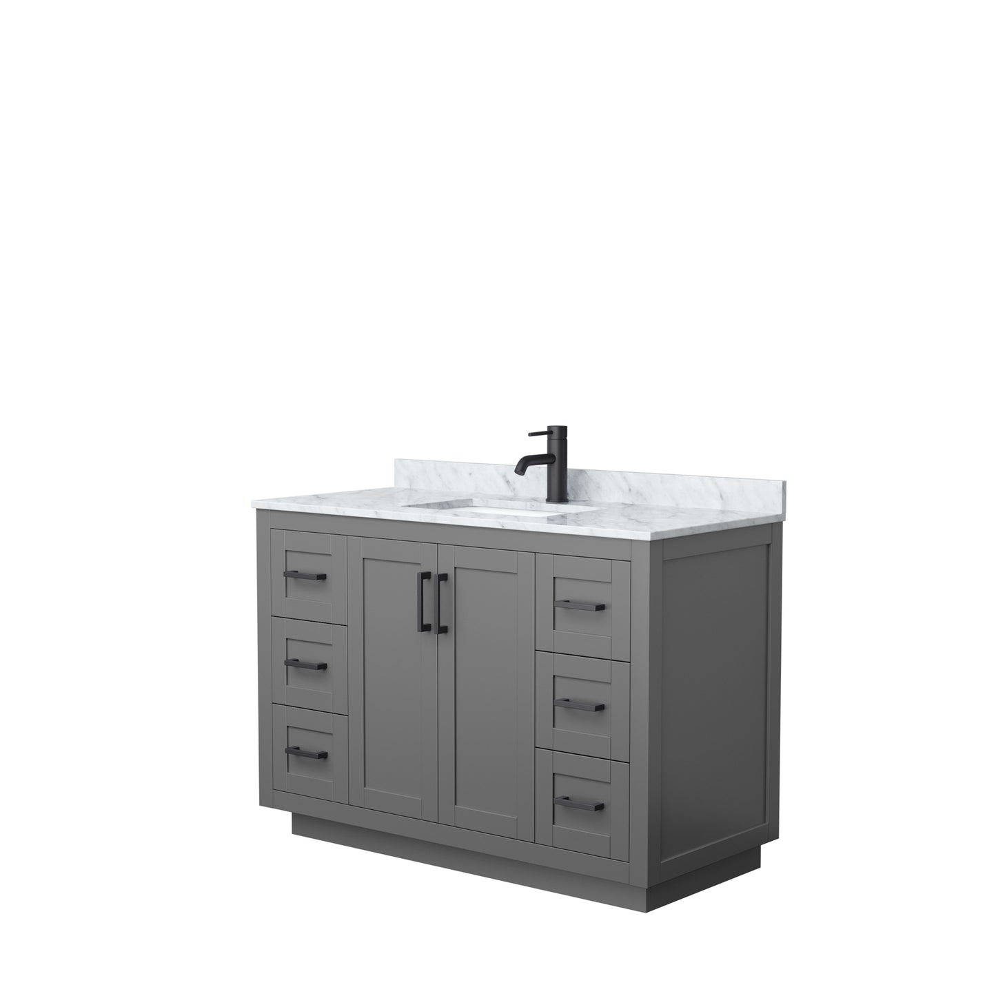 Miranda 48" Single Vanity in Dark Gray, Top, Square Sink, Matte Black Trim