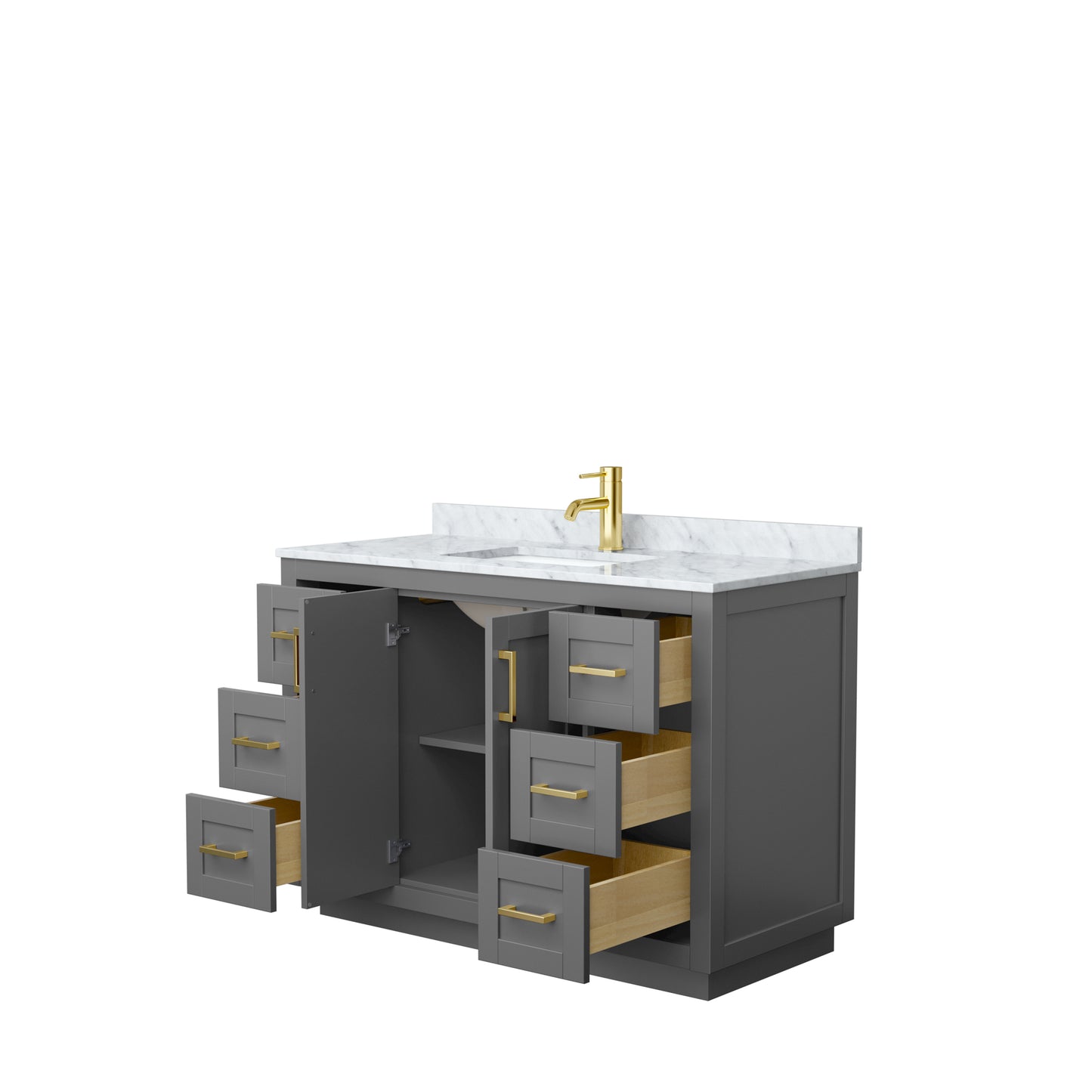 Miranda 48" Single Vanity in Dark Gray, Top, Square Sink, Brushed Gold Trim