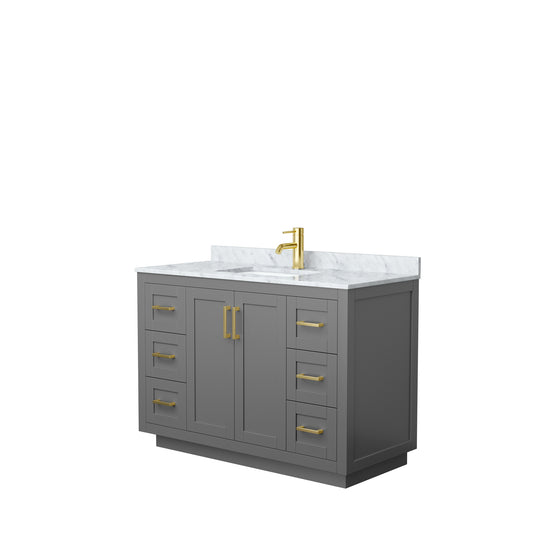 Miranda 48" Single Vanity in Dark Gray, Top, Square Sink, Brushed Gold Trim