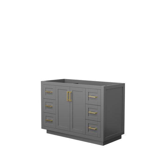 Miranda 48" Single Vanity in Dark Gray, No Top, No Sink, Brushed Gold Trim