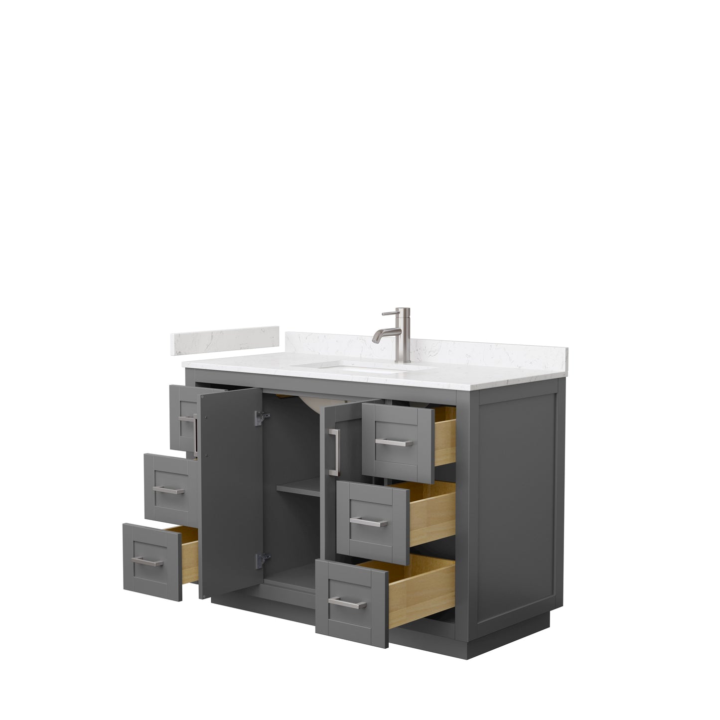 Miranda 48" Single Vanity in Dark Gray, Carrara Cultured Marble Top, Nickel Trim