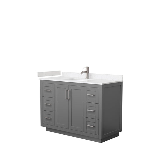 Miranda 48" Single Vanity in Dark Gray, Carrara Cultured Marble Top, Nickel Trim