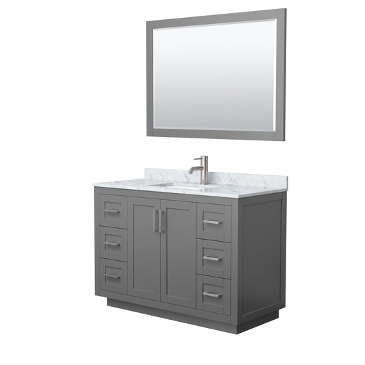Miranda 48" Single Vanity in Dark Gray, Top, Nickel Trim, 46" Mirror
