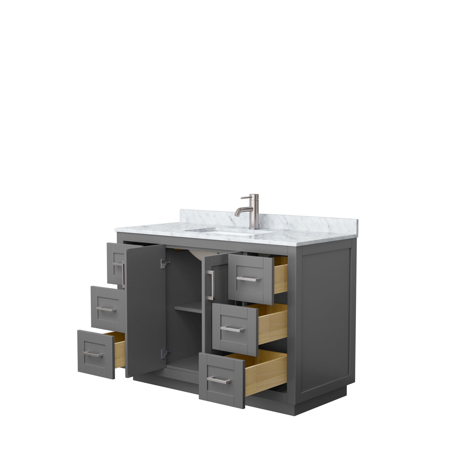 Miranda 48" Single Vanity in Dark Gray, Top, Square Sink, Brushed Nickel Trim