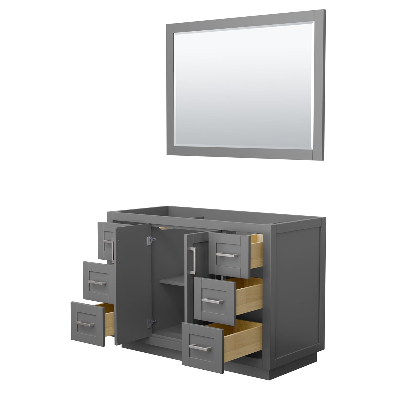 Miranda 48" Single Vanity in Dark Gray, No Top, Bruished Nickel Trim, 46" Mirror