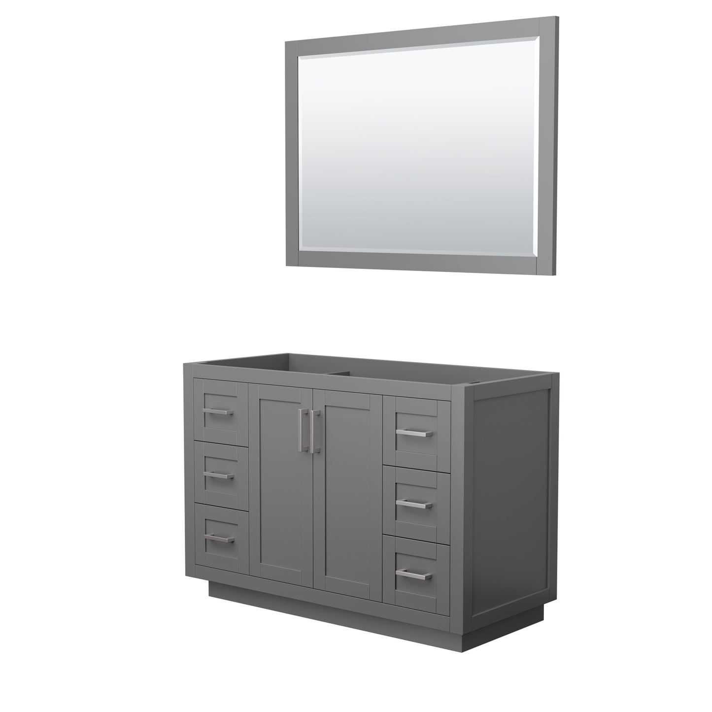 Miranda 48" Single Vanity in Dark Gray, No Top, Bruished Nickel Trim, 46" Mirror