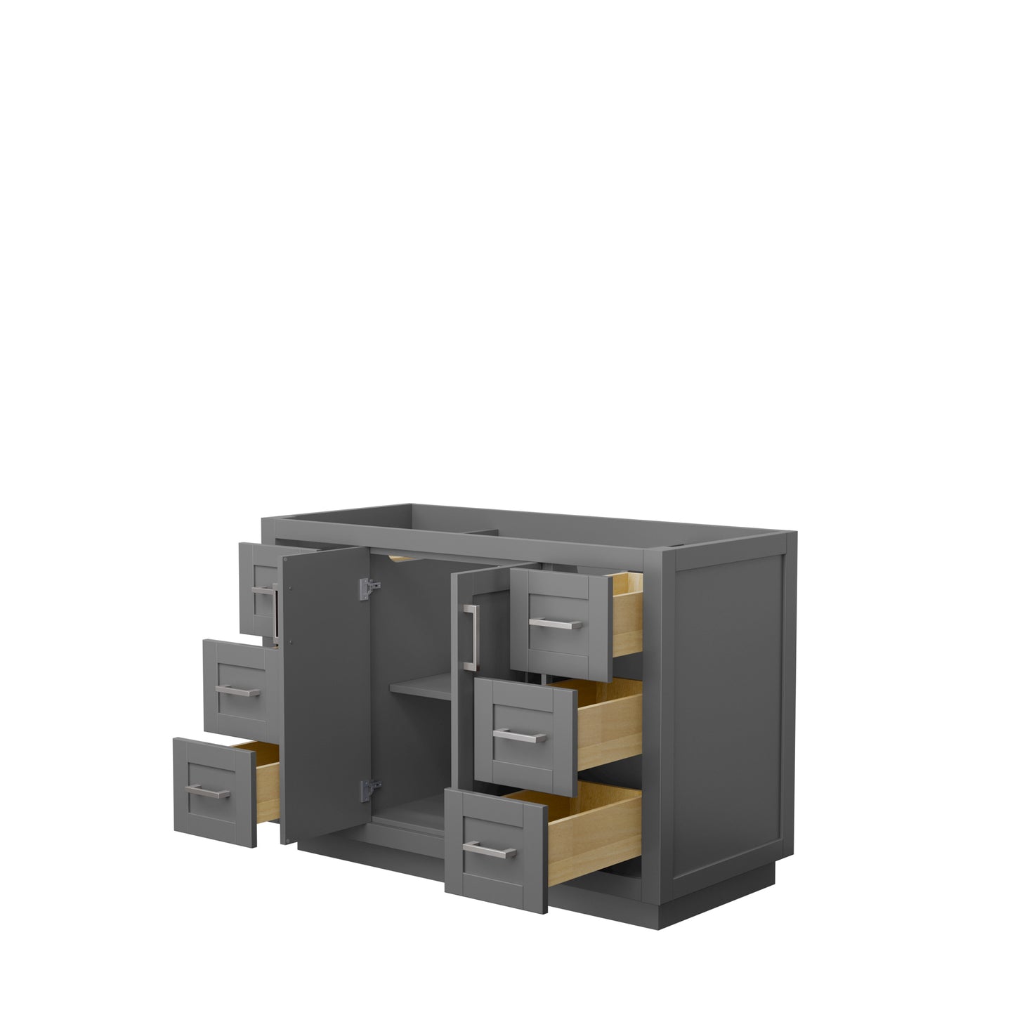 Miranda 48" Single Vanity in Dark Gray, No Top, No Sink, Brushed Nickel Trim