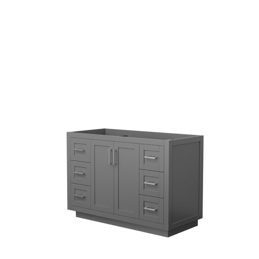 Miranda 48" Single Vanity in Dark Gray, No Top, No Sink, Brushed Nickel Trim