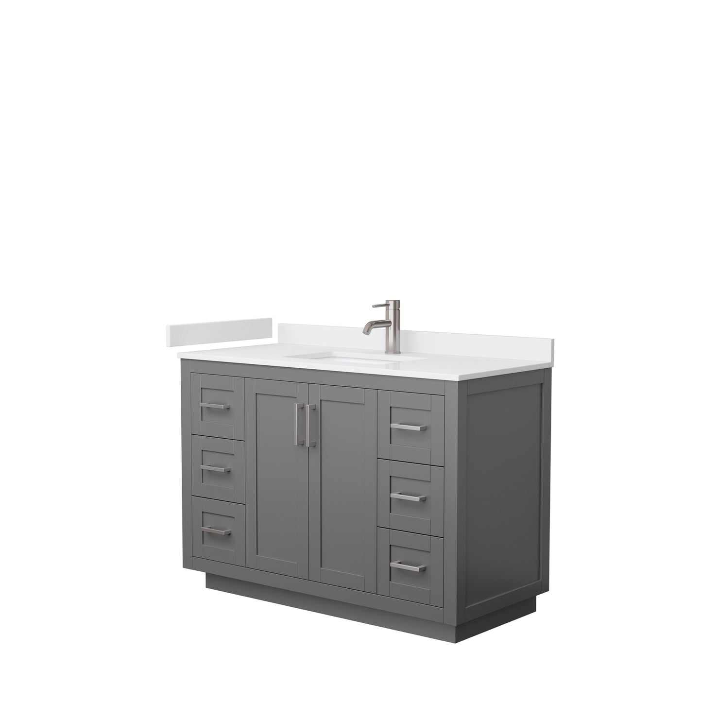 Miranda 48" Single Vanity in Dark Gray, White Cultured Marble Top, Nickel Trim