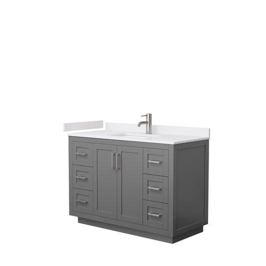 Miranda 48" Single Vanity in Dark Gray, White Cultured Marble Top, Nickel Trim