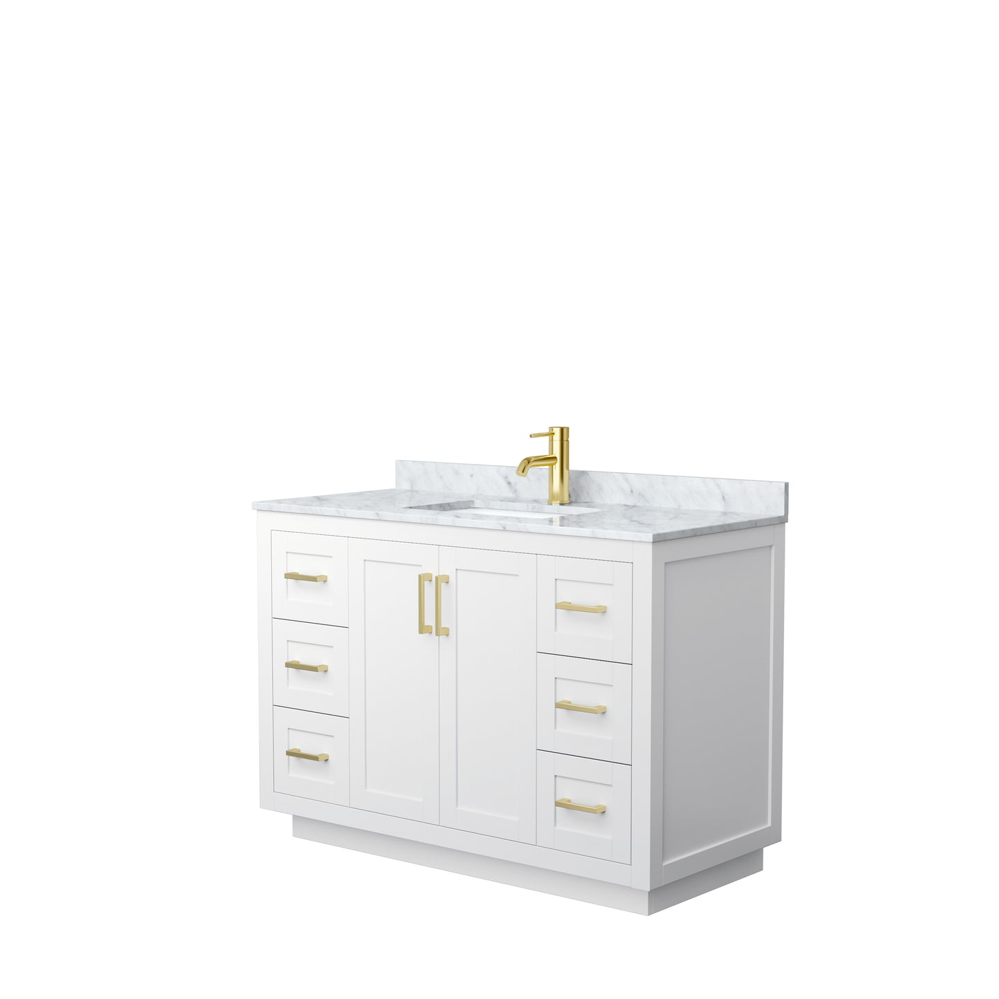 Miranda 48" Single Vanity in White, Top, Square Sink, Brushed Gold Trim