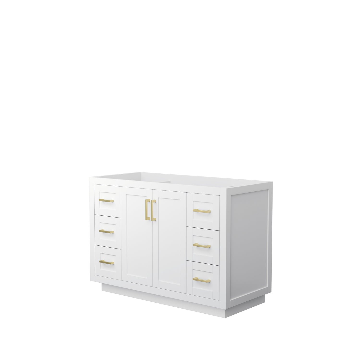 Miranda 48" Single Vanity in White, No Top, No Sink, Brushed Gold Trim