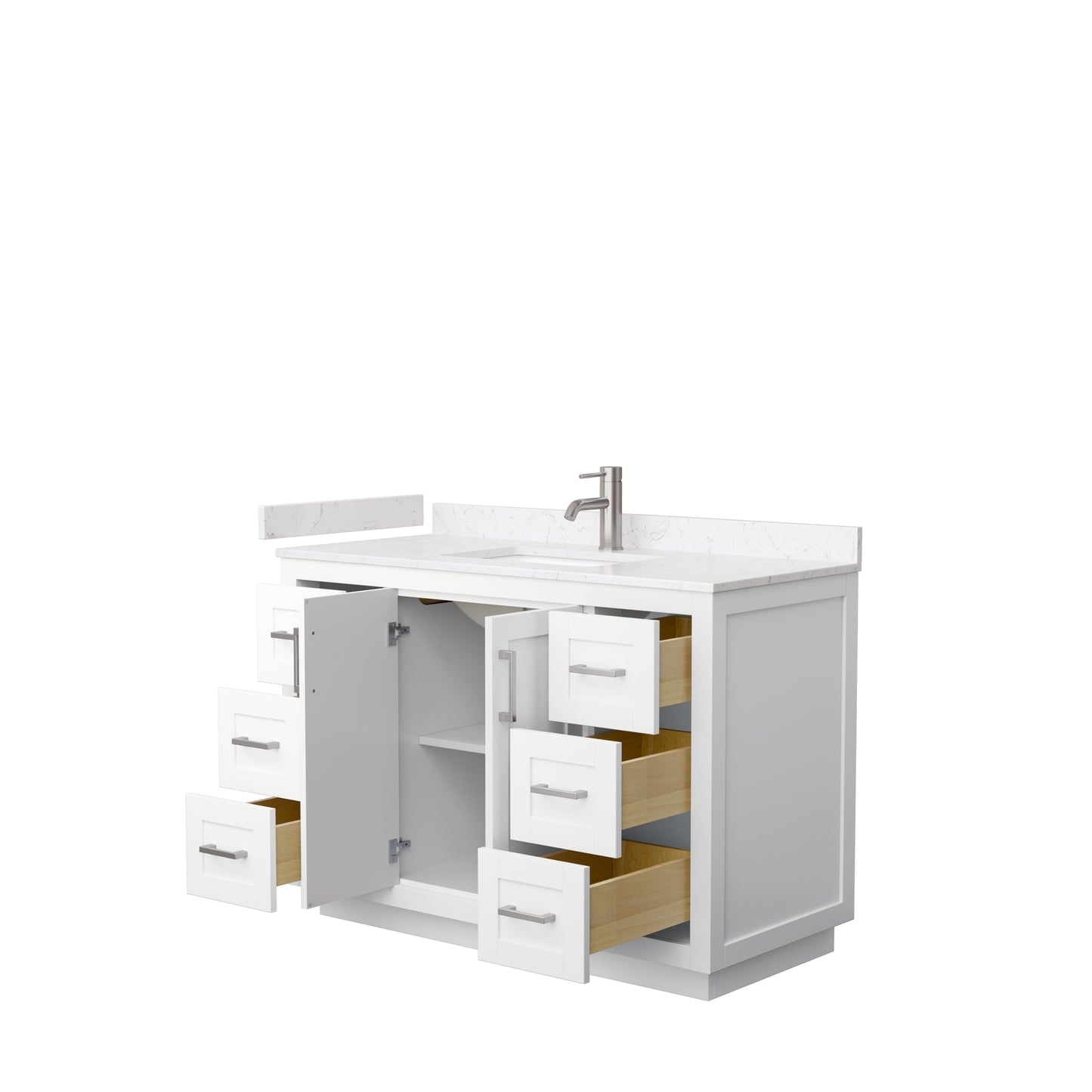 Miranda 48" Single Vanity in White, Carrara Cultured Marble Top, Nickel Trim