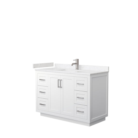Miranda 48" Single Vanity in White, Carrara Cultured Marble Top, Nickel Trim
