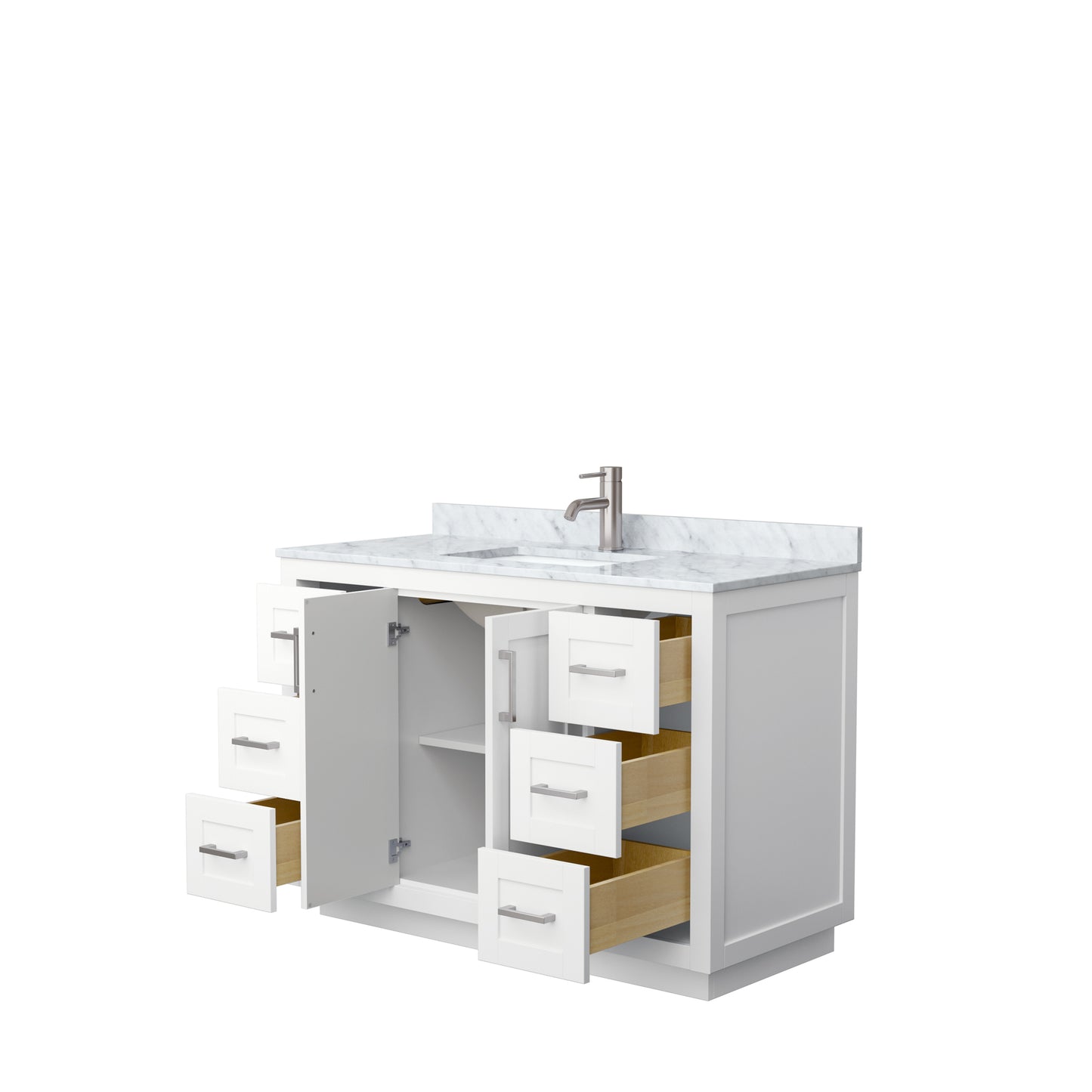 Miranda 48" Single Vanity in White, Top, Square Sink, Brushed Nickel Trim