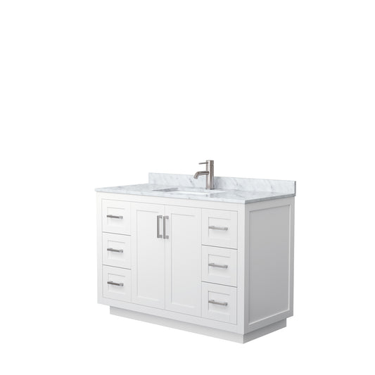 Miranda 48" Single Vanity in White, Top, Square Sink, Brushed Nickel Trim
