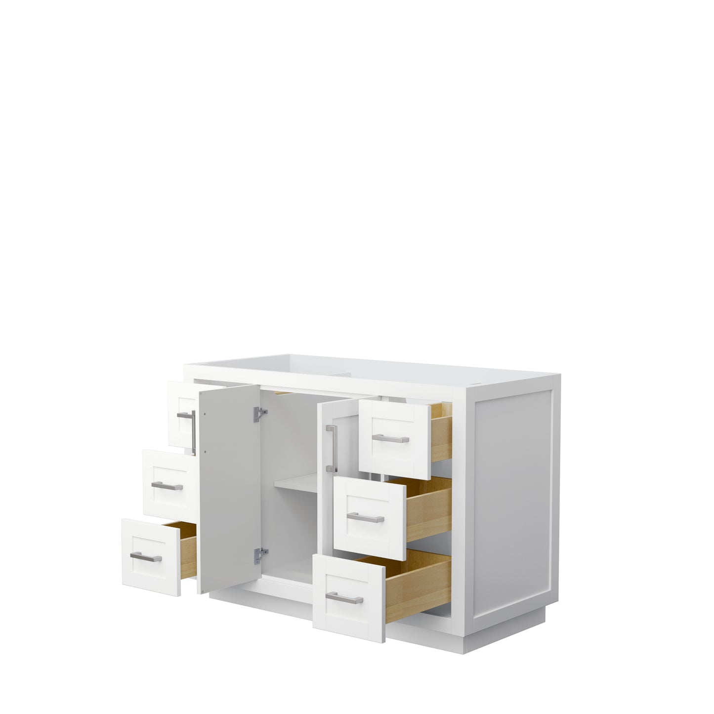 Miranda 48" Single Vanity in White, No Top, No Sink, Brushed Nickel Trim