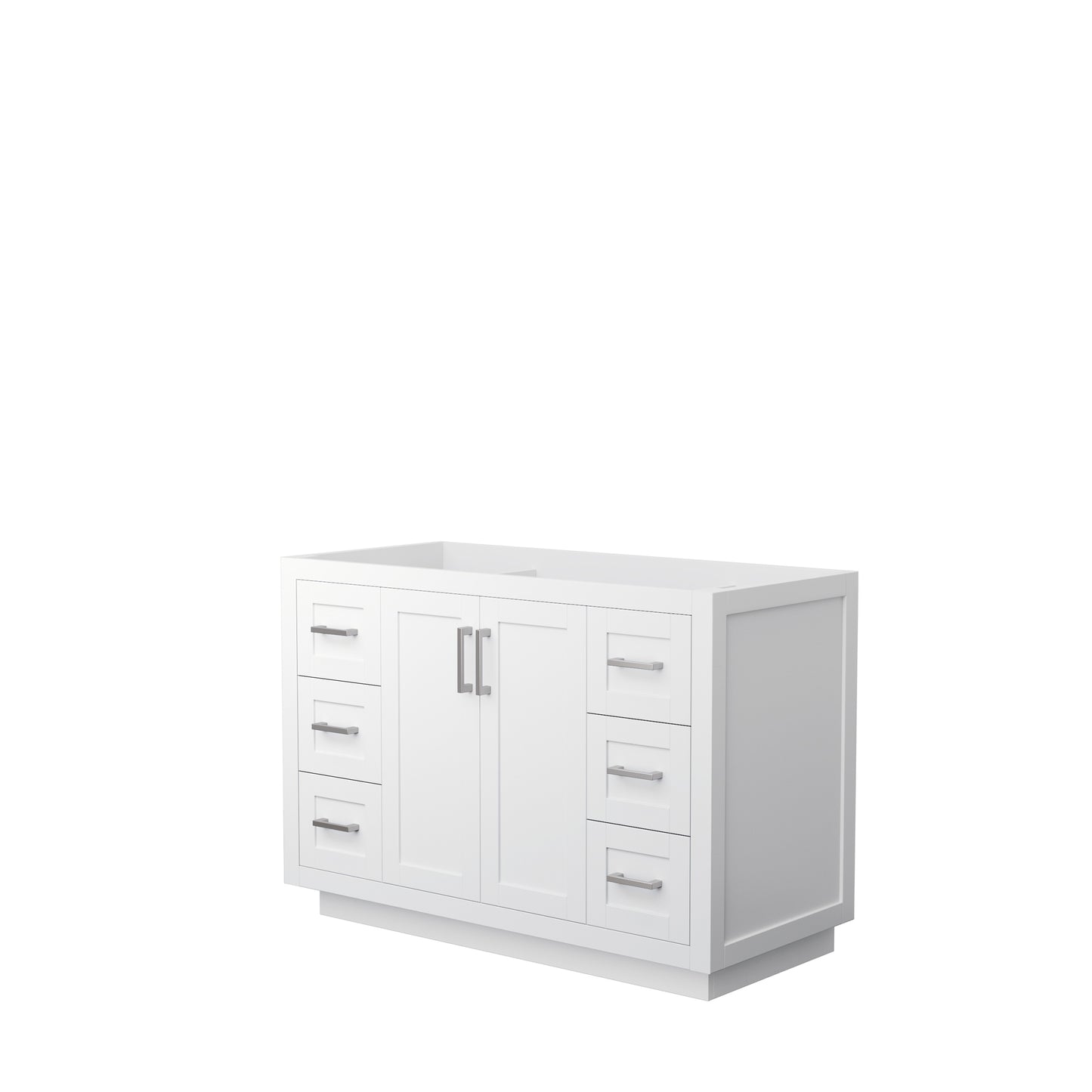 Miranda 48" Single Vanity in White, No Top, No Sink, Brushed Nickel Trim