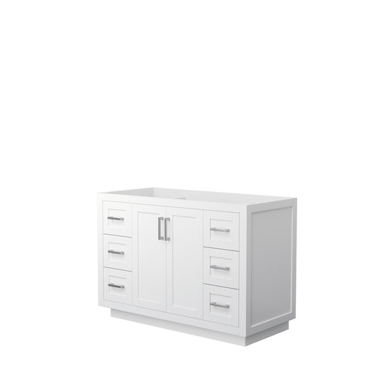 Miranda 48" Single Vanity in White, No Top, No Sink, Brushed Nickel Trim