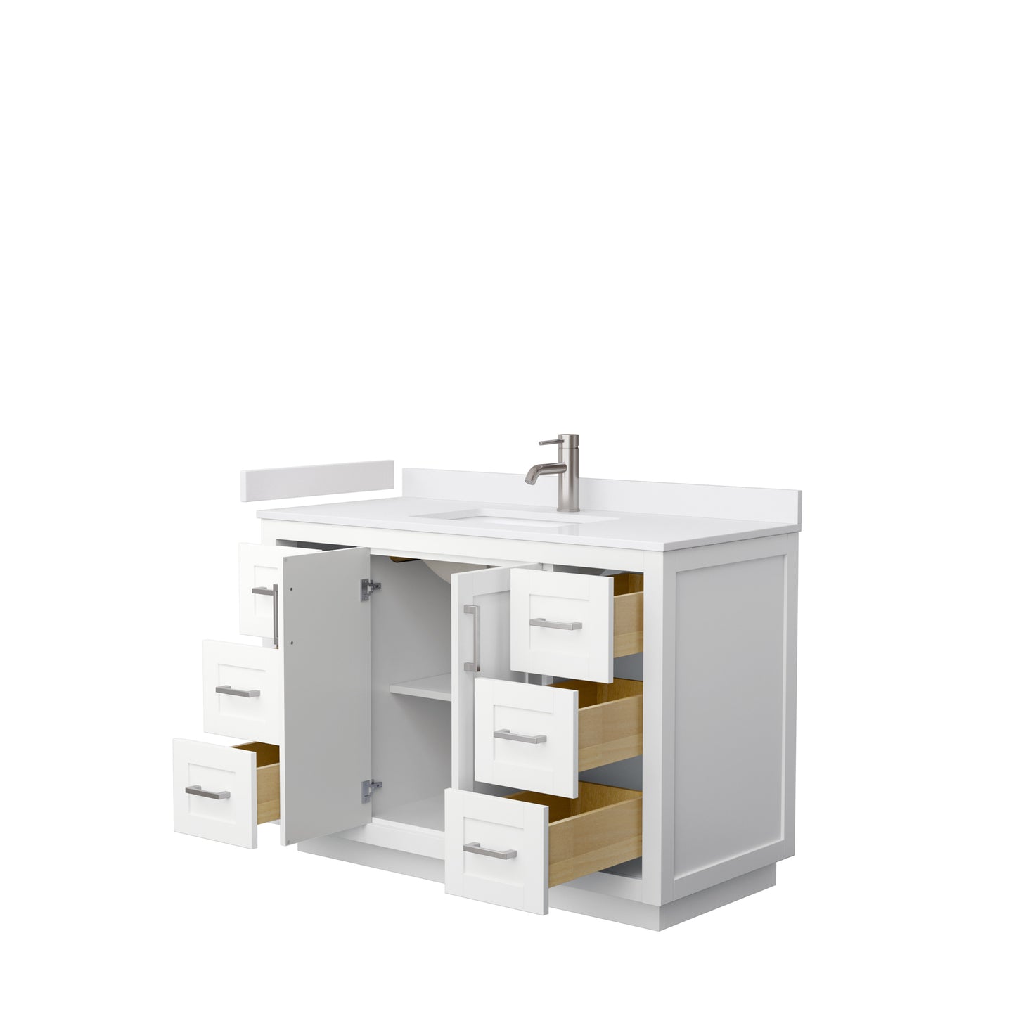 Miranda 48" Single Vanity in White, White Cultured Marble Top, Nickel Trim