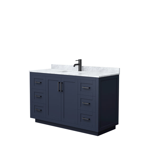 Miranda 54" Single Vanity in Dark Blue, Top, Square Sink, Matte Black Trim