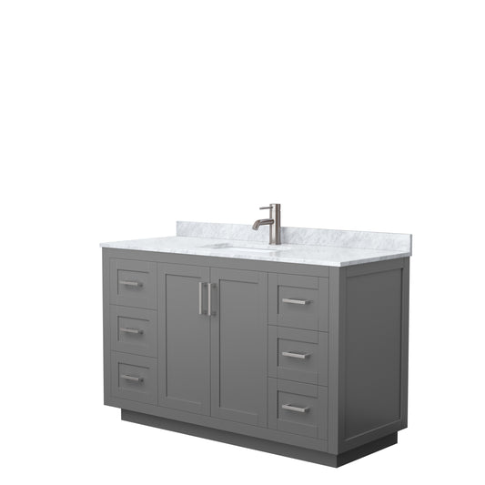 Miranda 54" Single Vanity in Dark Gray, Top, Square Sink, Brushed Nickel Trim