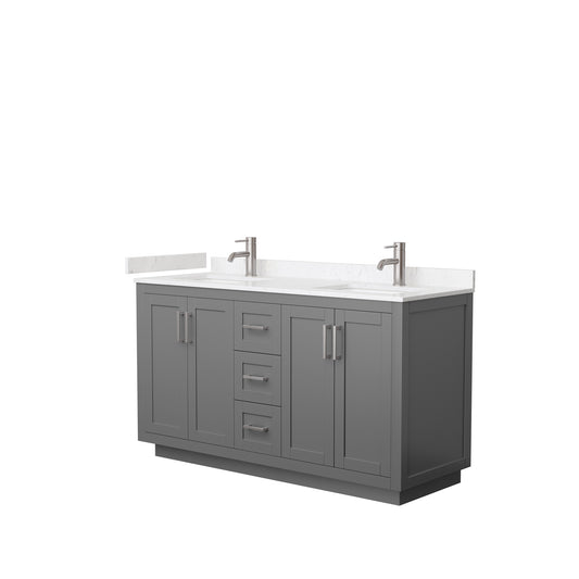 Miranda 60" Double Vanity in Dark Gray, Carrara Cultured Marble Top, Nickel Trim