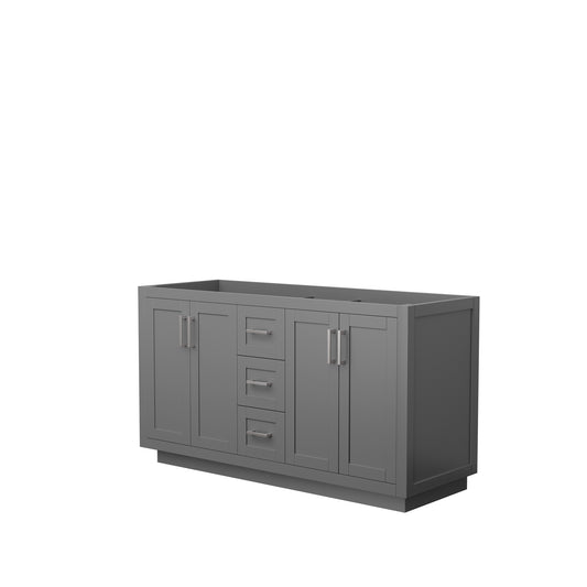 Miranda 60" Double Vanity in Dark Gray, No Top, No Sink, Brushed Nickel Trim