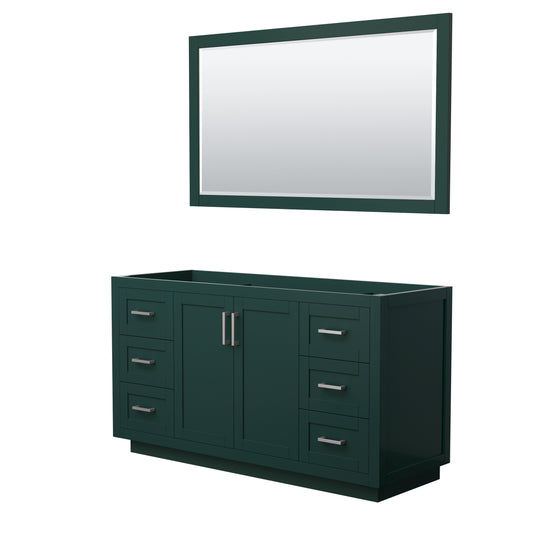 Miranda 60" Single Vanity in Green, No Top, Bruished Nickel Trim, 58" Mirror
