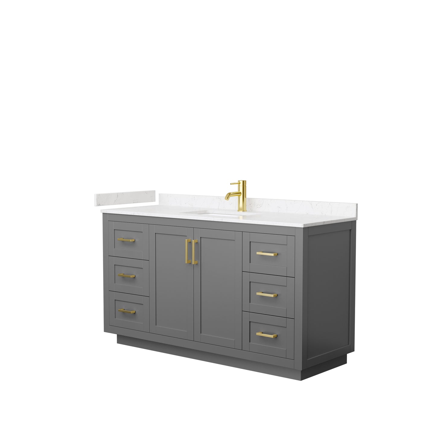 Miranda 60" Single Vanity in Dark Gray, Carrara Cultured Marble Top, Gold Trim
