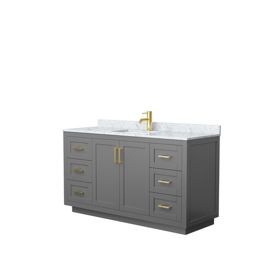 Miranda 60" Single Vanity in Dark Gray, Top, Square Sink, Brushed Gold Trim