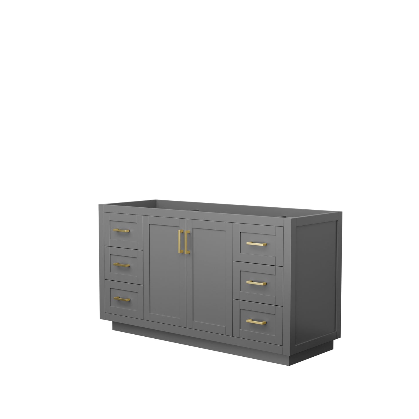 Miranda 60" Single Vanity in Dark Gray, No Top, No Sink, Brushed Gold Trim