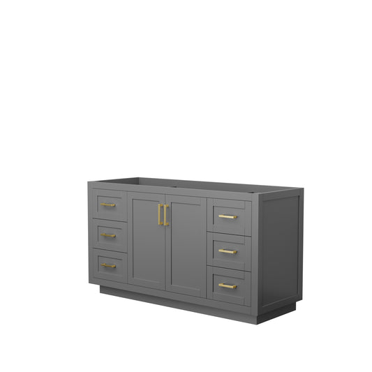 Miranda 60" Single Vanity in Dark Gray, No Top, No Sink, Brushed Gold Trim