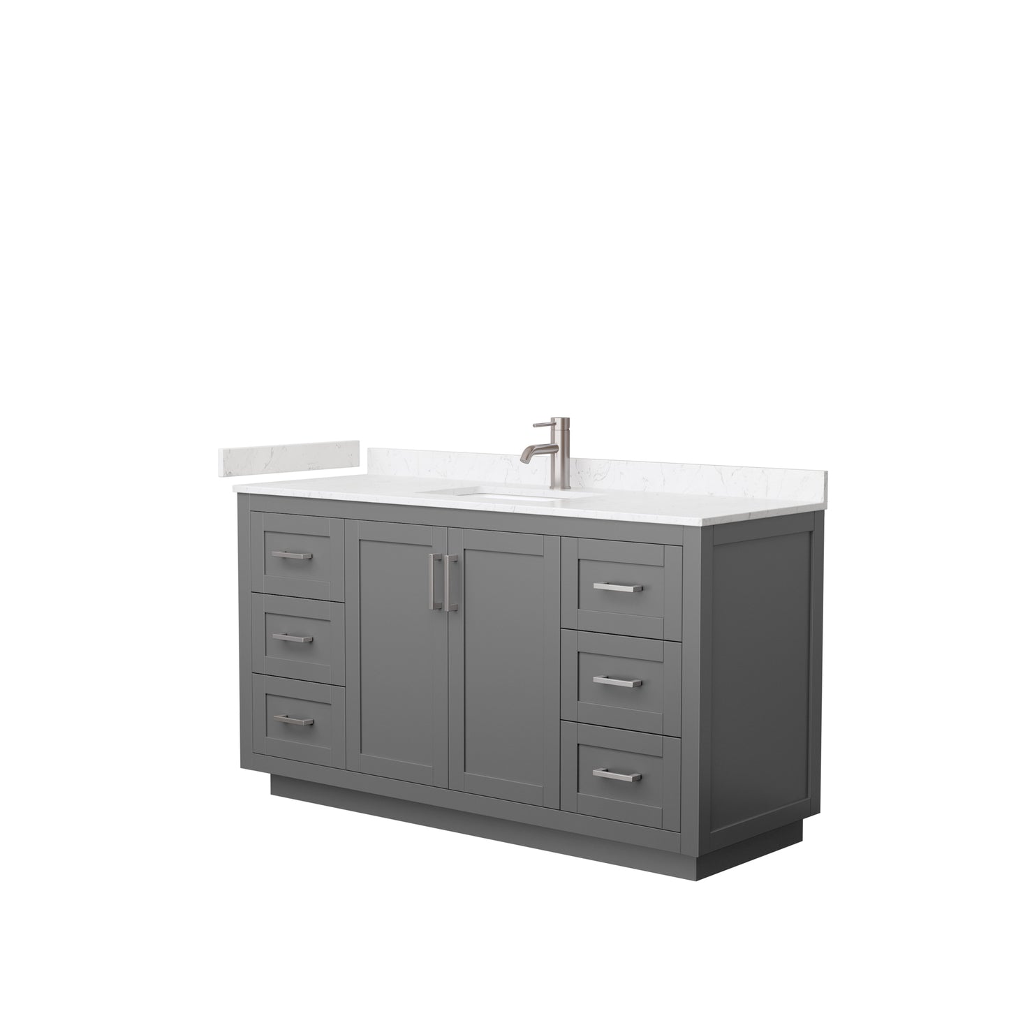 Miranda 60" Single Vanity in Dark Gray, Carrara Cultured Marble Top, Nickel Trim