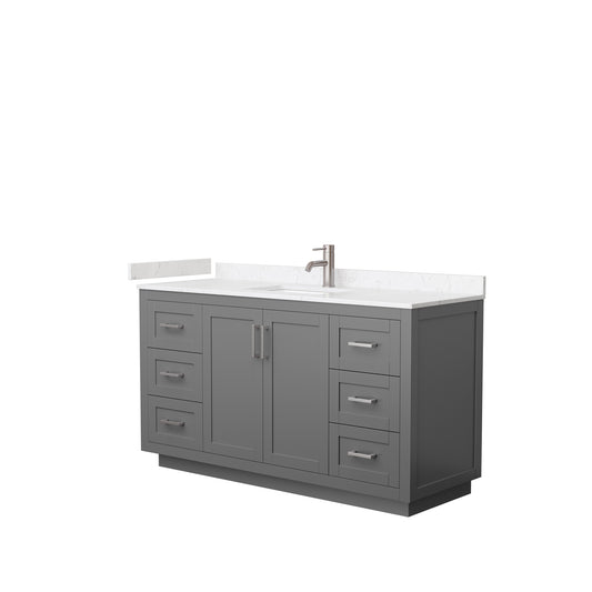 Miranda 60" Single Vanity in Dark Gray, Carrara Cultured Marble Top, Nickel Trim
