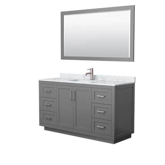 Miranda 60" Single Vanity in Dark Gray, Top, Nickel Trim, 58" Mirror