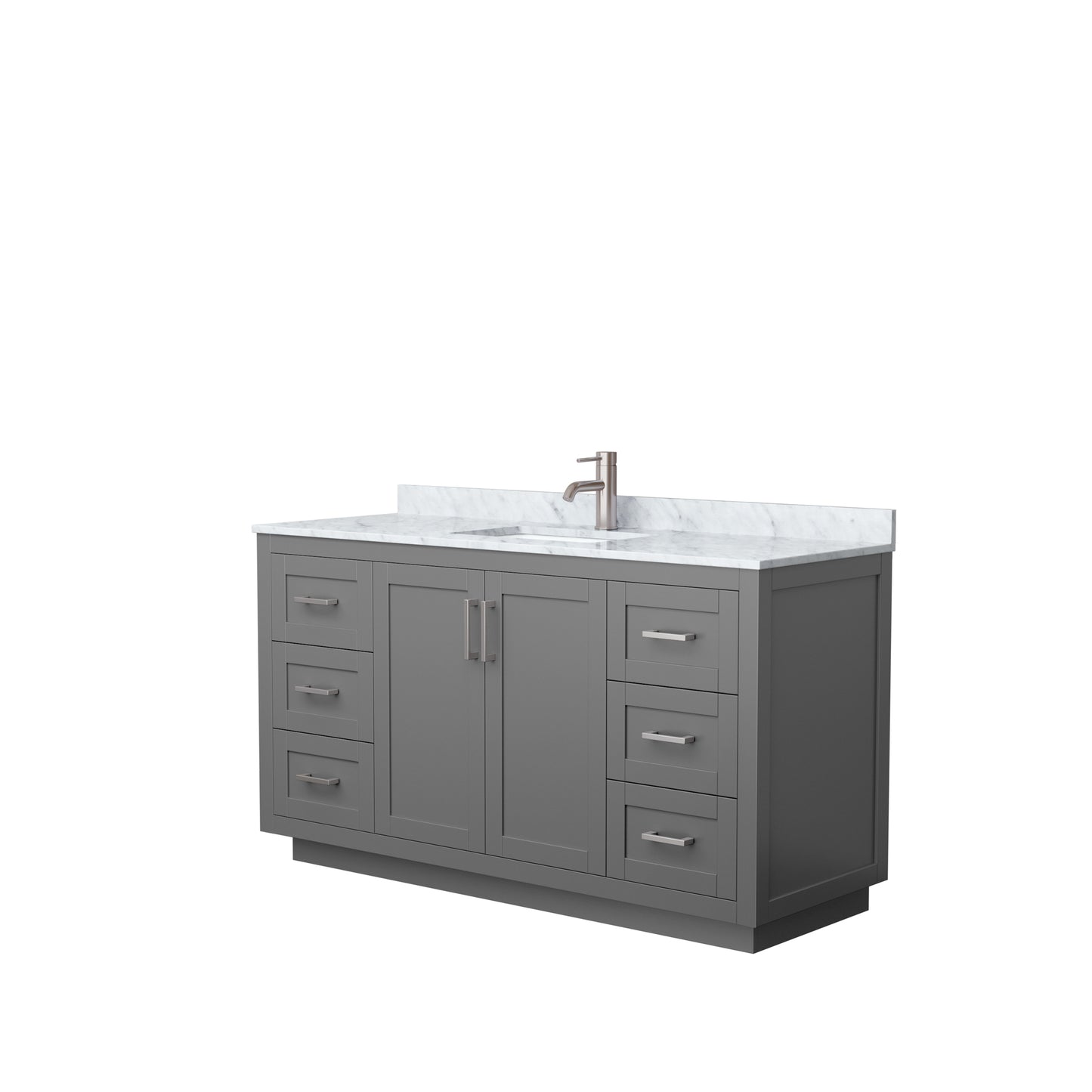 Miranda 60" Single Vanity in Dark Gray, Top, Square Sink, Brushed Nickel Trim