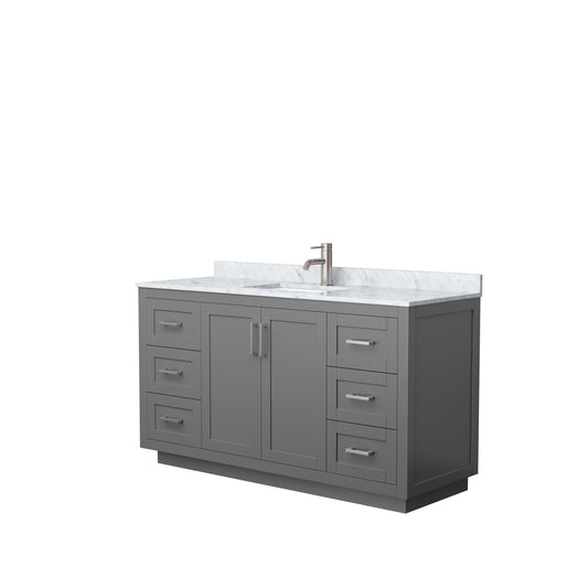 Miranda 60" Single Vanity in Dark Gray, Top, Square Sink, Brushed Nickel Trim