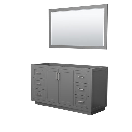 Miranda 60" Single Vanity in Dark Gray, No Top, Bruished Nickel Trim, 58" Mirror