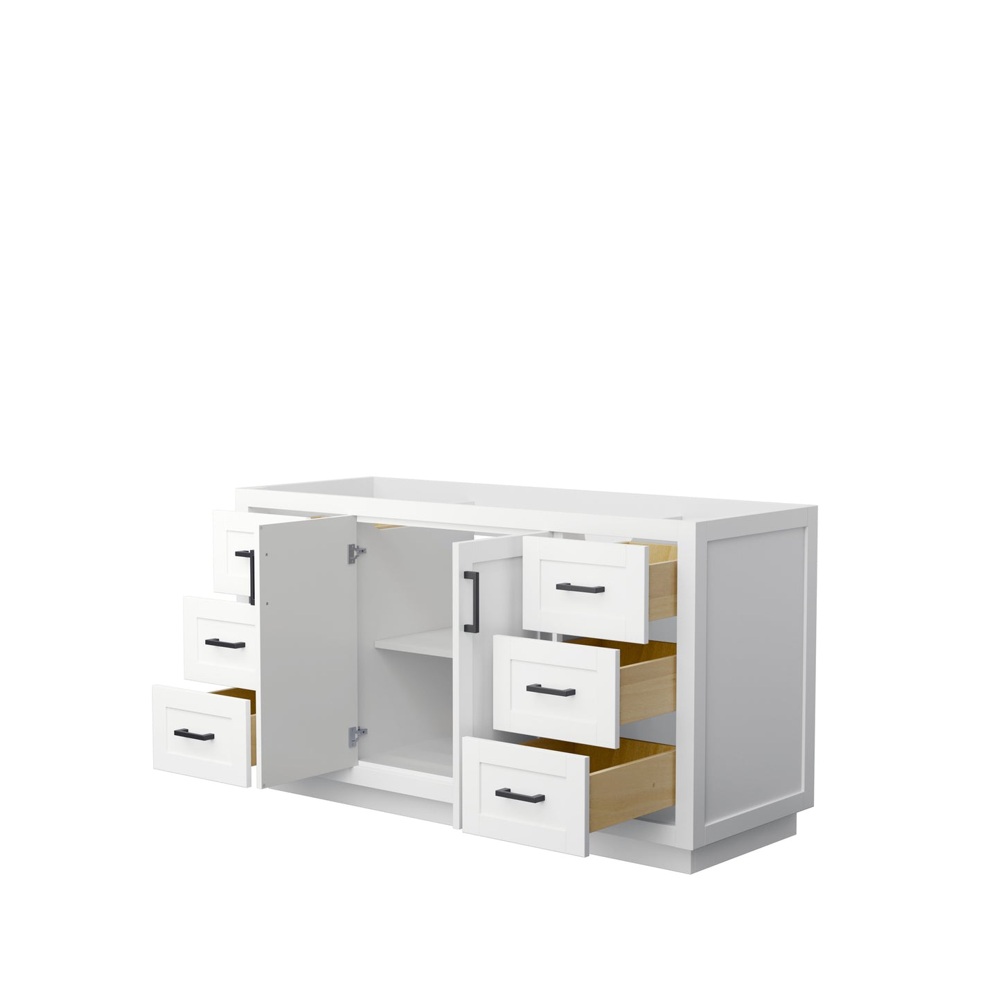 Miranda 60" Single Vanity in White, No Top, No Sink, Matte Black Trim
