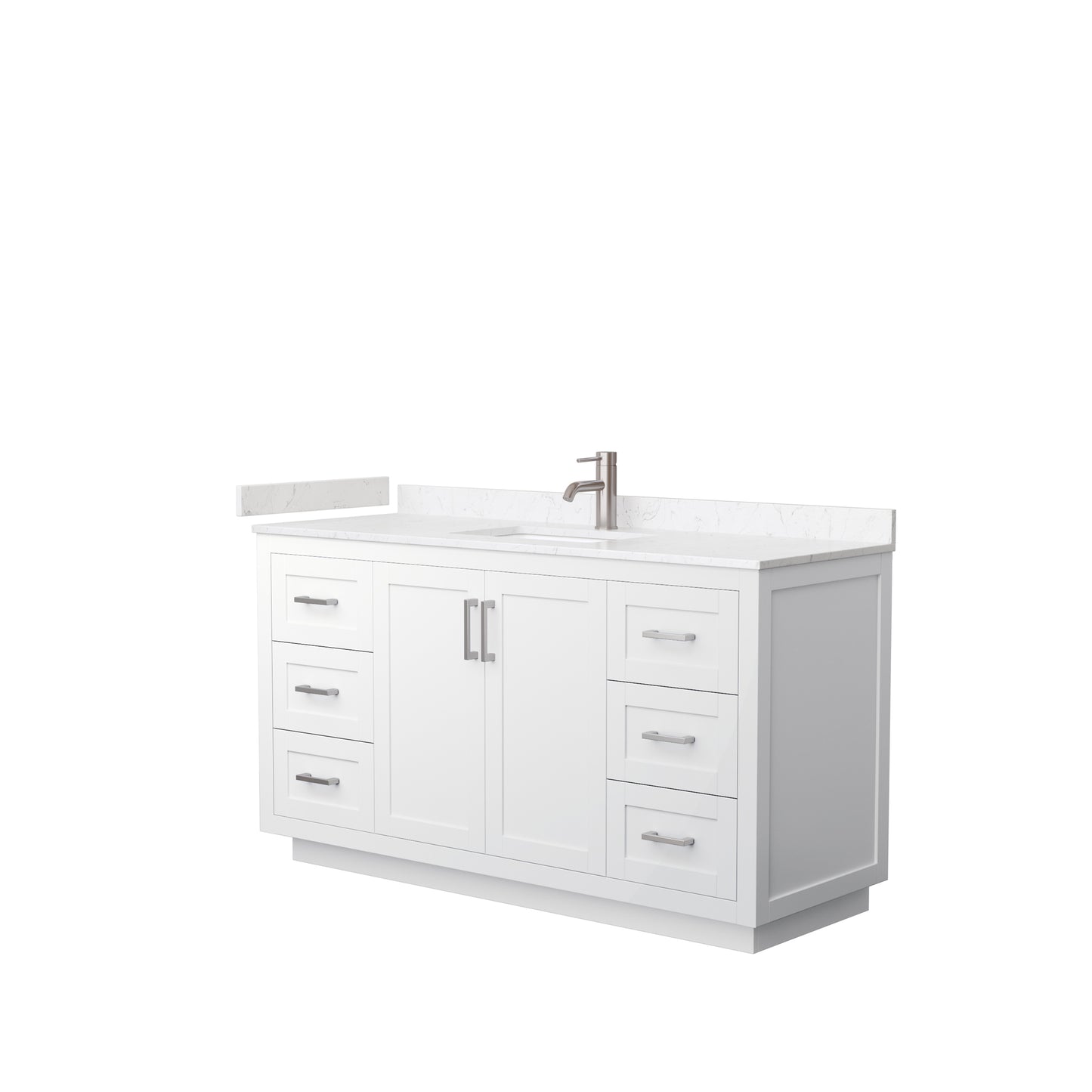 Miranda 60" Single Vanity in White, Carrara Cultured Marble Top, Nickel Trim