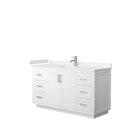 Miranda 60" Single Vanity in White, Carrara Cultured Marble Top, Nickel Trim