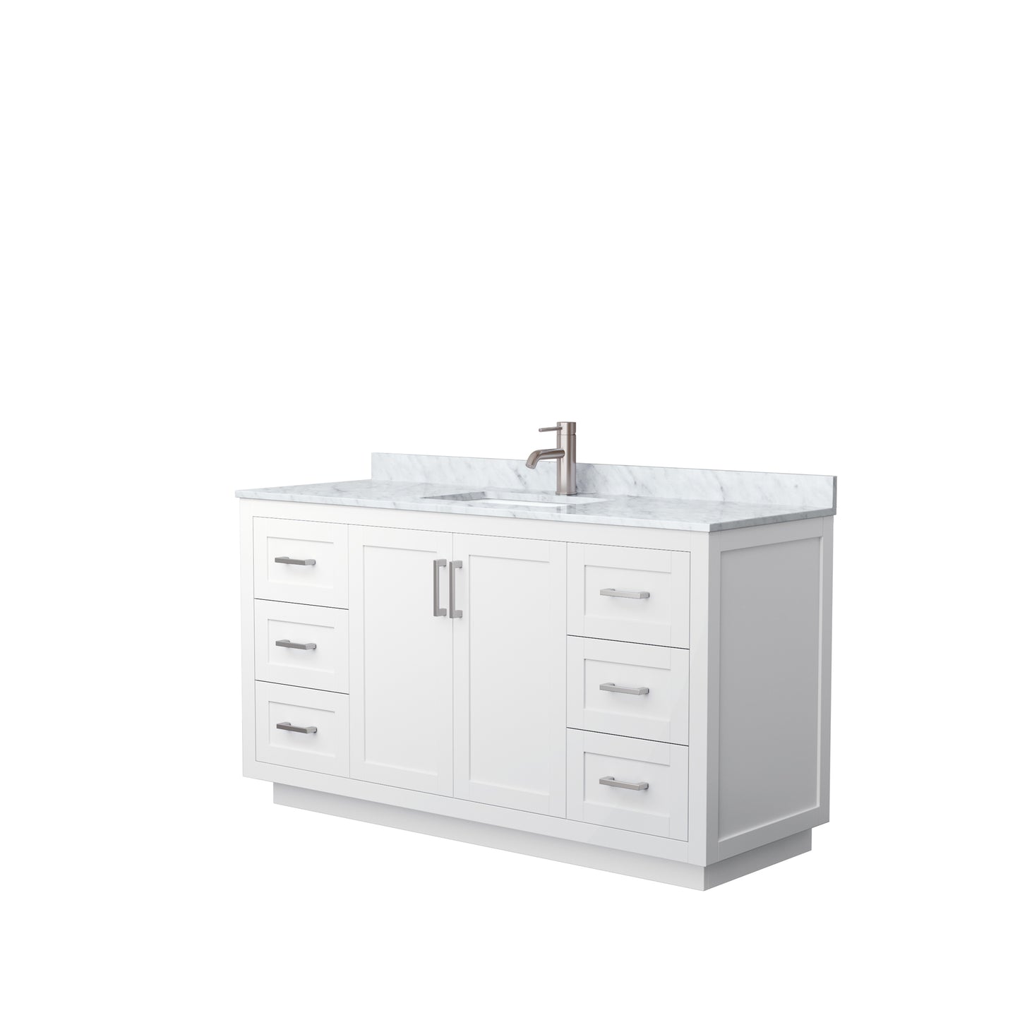 Miranda 60" Single Vanity in White, Top, Square Sink, Brushed Nickel Trim